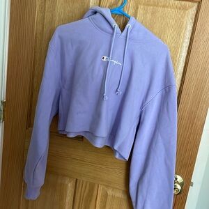 Purple Cropped Champion Hoodie